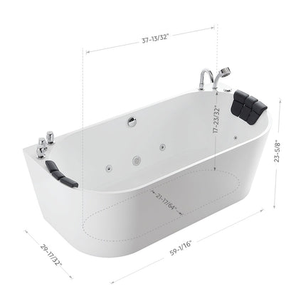Empava 59" Freestanding Whirlpool Bathtub | 8 Hydro-Massage Jets | EMPV-59AIS06