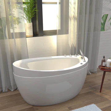 Empava 48JT011 - 48" Compact Japanese-Style Freestanding Air Massage Bathtub with Reversible Drain