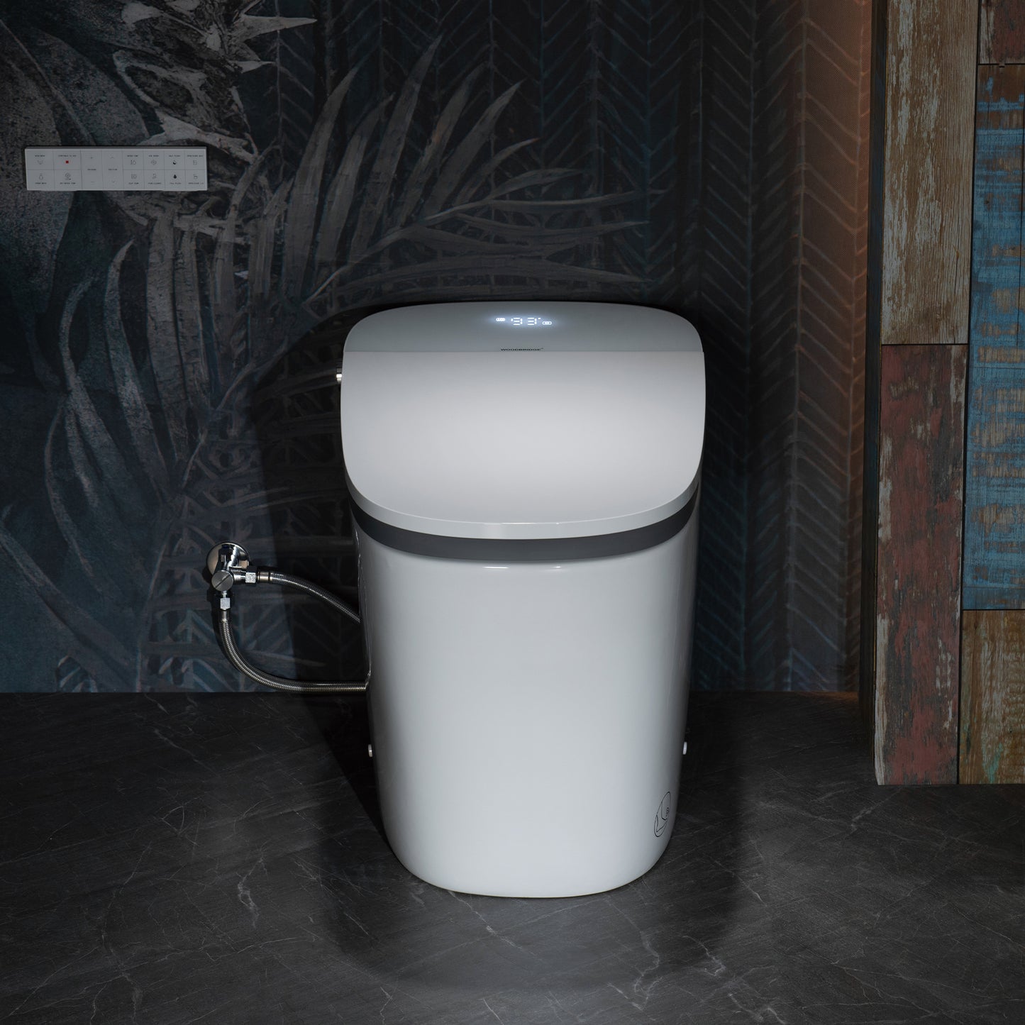 Woodbridge B0931S Smart Bidet Toilet | 1.28 GPF Dual Flush | Voice Control + Auto Open & Close | Foot Sensor Flush | Air Dryer & Cleaning Foam