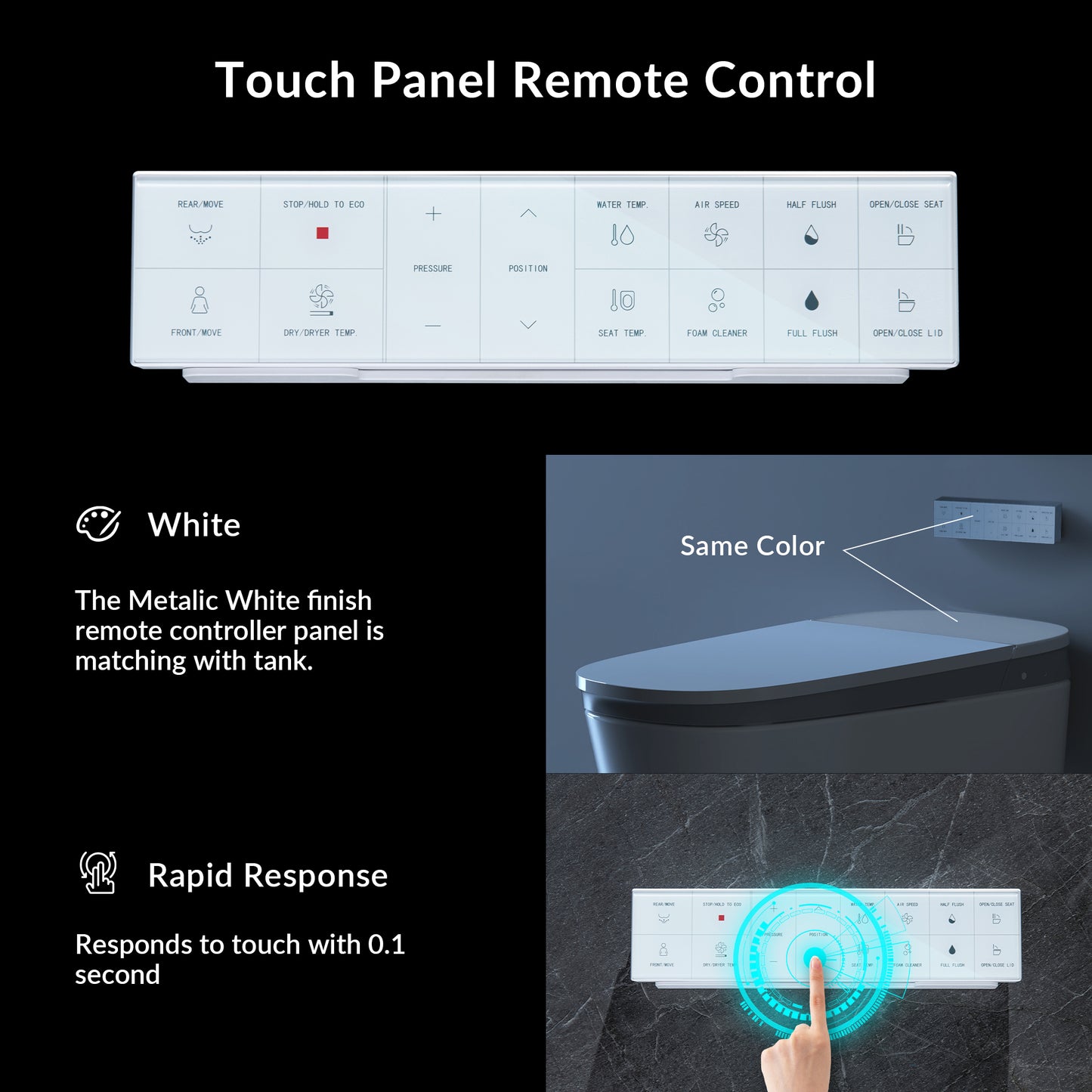 Woodbridge B0931S Smart Bidet Toilet | 1.28 GPF Dual Flush | Voice Control + Auto Open & Close | Foot Sensor Flush | Air Dryer & Cleaning Foam