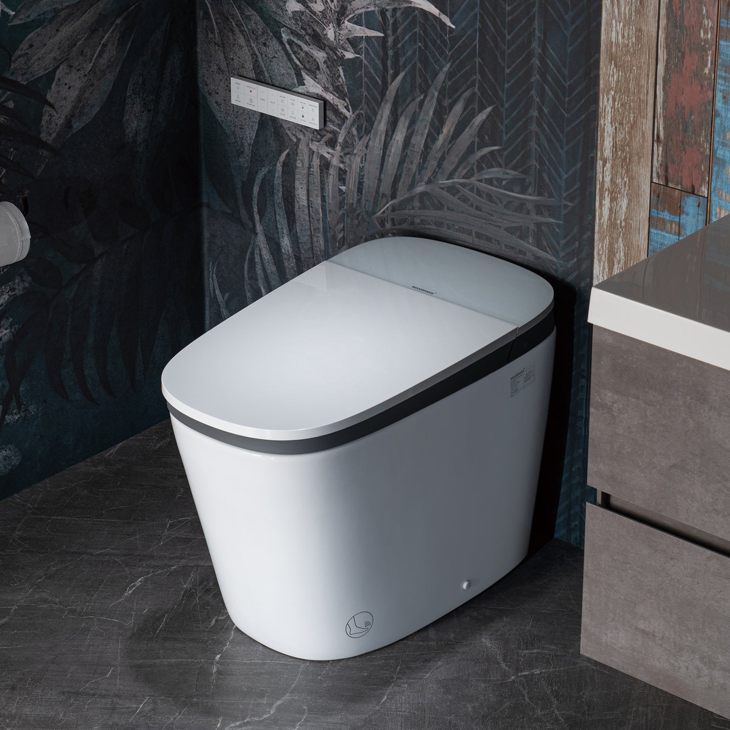 Woodbridge B0931S Smart Bidet Toilet | 1.28 GPF Dual Flush | Voice Control + Auto Open & Close | Foot Sensor Flush | Air Dryer & Cleaning Foam