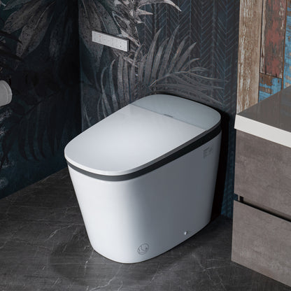 Woodbridge B0931S Smart Bidet Toilet | 1.28 GPF Dual Flush | Voice Control + Auto Open & Close | Foot Sensor Flush | Air Dryer & Cleaning Foam