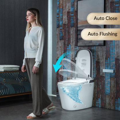 Woodbridge B0931S Smart Bidet Toilet | 1.28 GPF Dual Flush | Voice Control + Auto Open & Close | Foot Sensor Flush | Air Dryer & Cleaning Foam