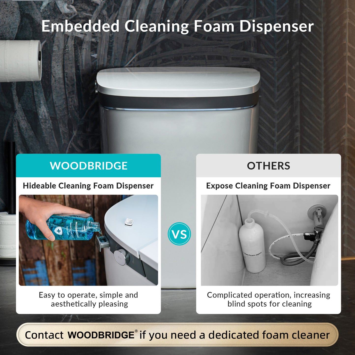 Woodbridge B0931S Smart Bidet Toilet | 1.28 GPF Dual Flush | Voice Control + Auto Open & Close | Foot Sensor Flush | Air Dryer & Cleaning Foam