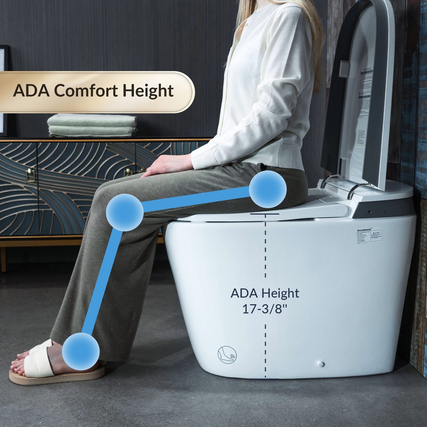 Woodbridge B0931S Smart Bidet Toilet | 1.28 GPF Dual Flush | Voice Control + Auto Open & Close | Foot Sensor Flush | Air Dryer & Cleaning Foam