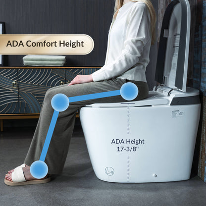 Woodbridge B0931S Smart Bidet Toilet | 1.28 GPF Dual Flush | Voice Control + Auto Open & Close | Foot Sensor Flush | Air Dryer & Cleaning Foam