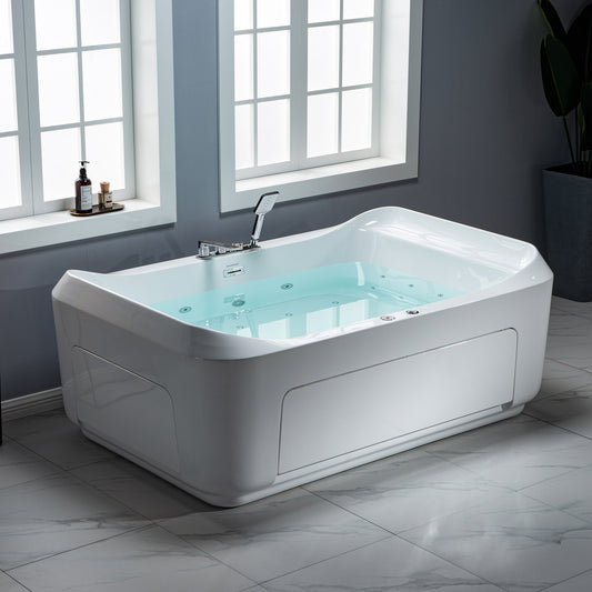 WOODBRIDGE B0091 - 70-2/3"L x 47"W Freestanding Hydrotherapy Whirlpool and Air Bath Heated Soaking Combo Massage Bathtub with Adjustable Speed Air Blower and Digital Control Panel