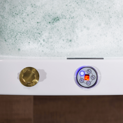 WOODBRIDGE BG400 | 72" x 35-3/8" Whirlpool and Air Bath Heated Soaking Combo Tub with Adjustable Speed Air Blower and Display Control Panel, Brushed Gold Finish Trim and Drain