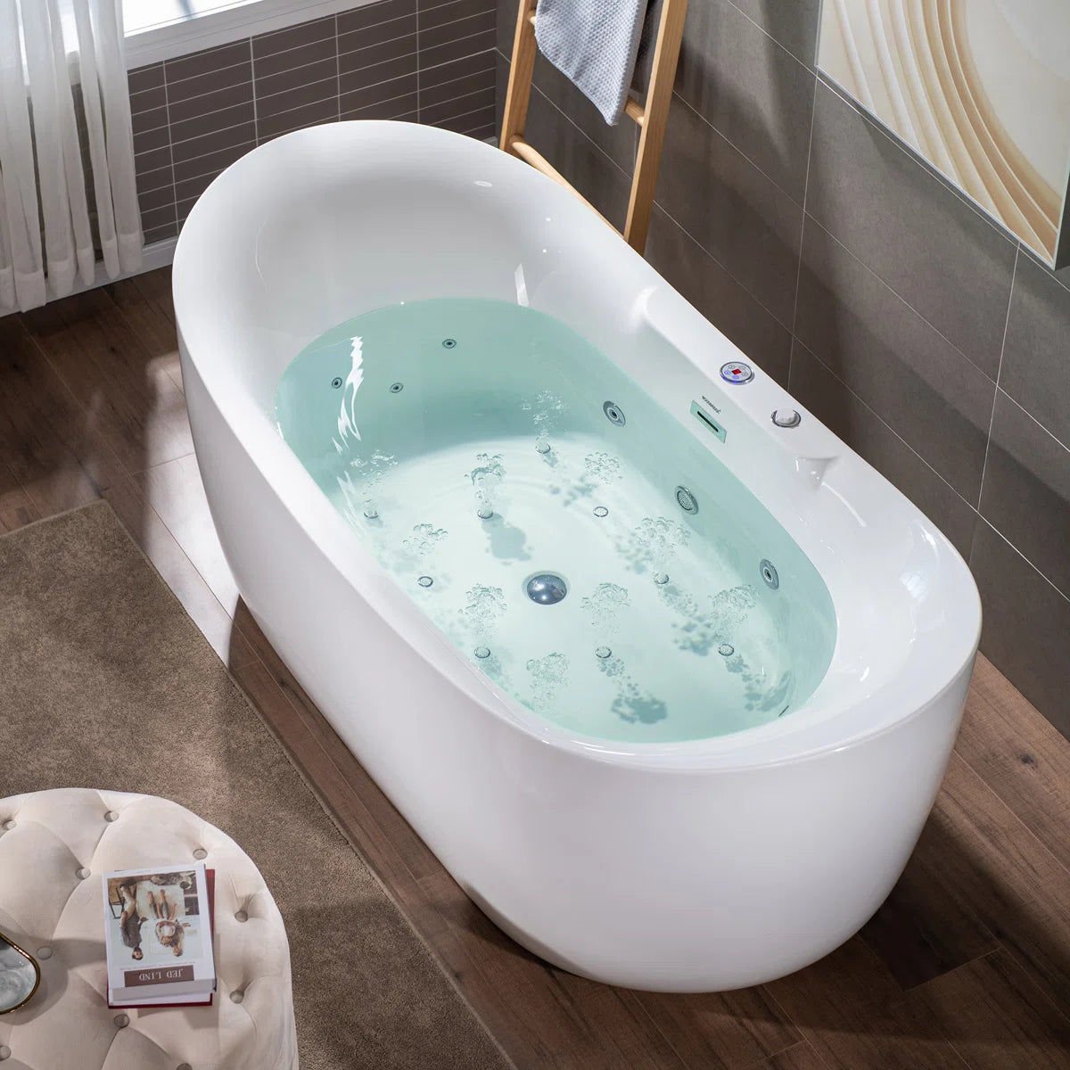 Woodbridge BJ400 72" Freestanding Whirlpool & Air Tub with Integrated Inline Heater