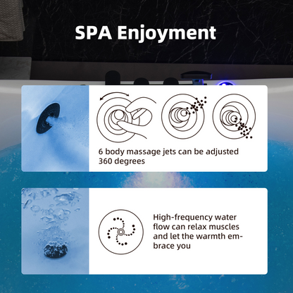 WOODBRIDGE BM400+F0051MB | 72" x 35-3/8" Whirlpool and Air Bath Heated Soaking Combination Tub with Adjustable Speed Air Blower, Tub Filler, and LED control panel, Matte Black Finish Trim and Drain Kit