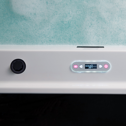 WOODBRIDGE BM500 | 72" x 35-3/8" Whirlpool and Air Bath Heated Soaking Combination Tub with Adjustable Speed Air Blower and Digital Control Panel, Matte Black Finish Trim and Drain Set