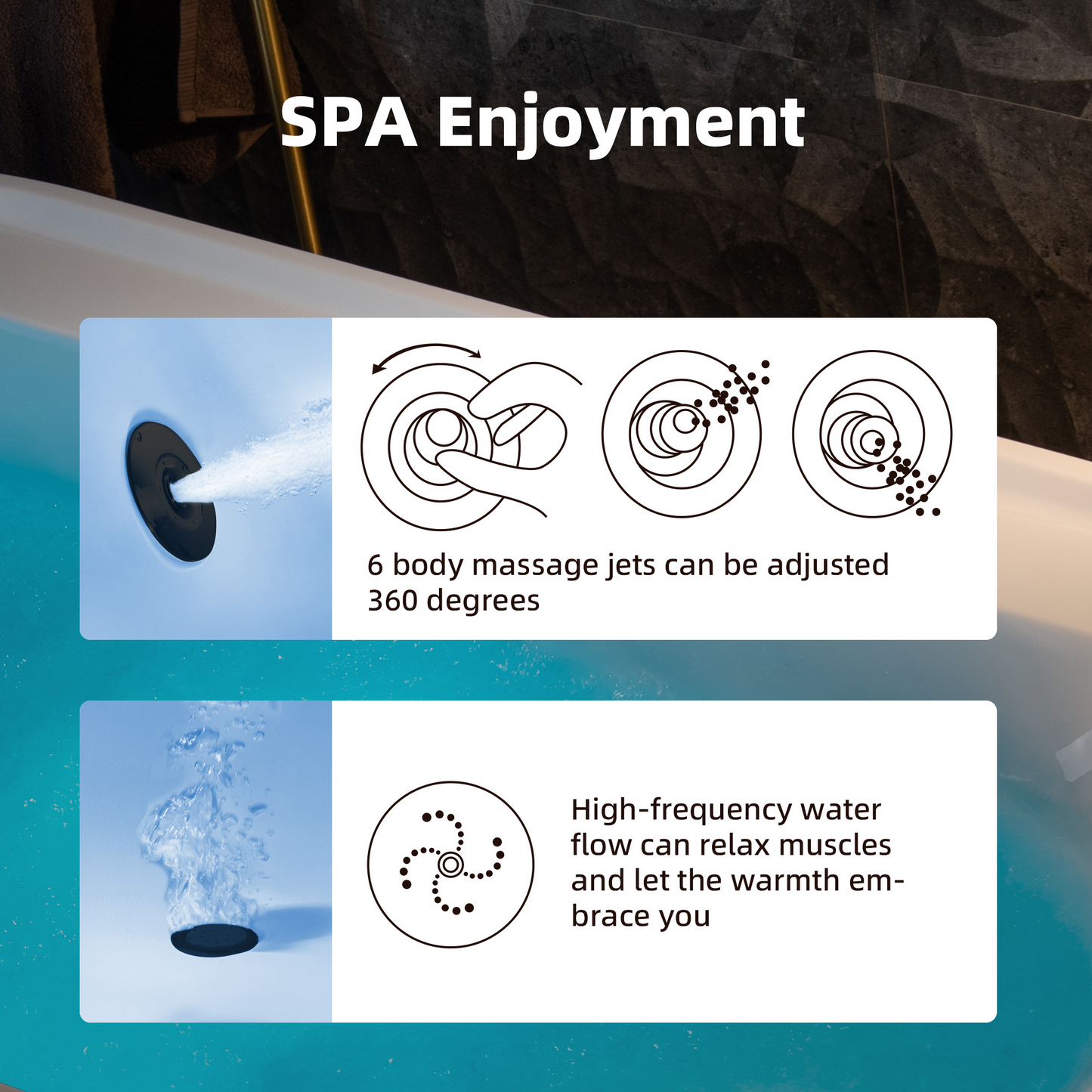 WOODBRIDGE BM500 | 72" x 35-3/8" Whirlpool and Air Bath Heated Soaking Combination Tub with Adjustable Speed Air Blower and Digital Control Panel, Matte Black Finish Trim and Drain Set