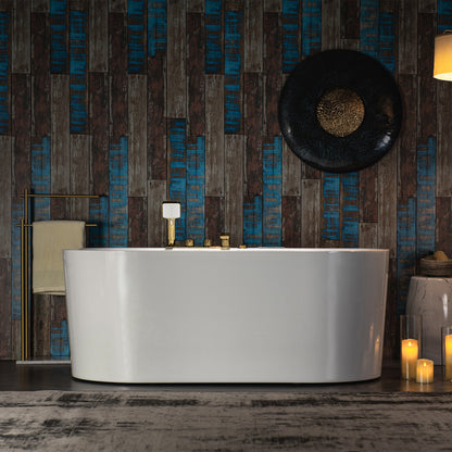 WOODBRIDGE BG100+F0045BG | 59" x 31-1/2" Whirlpool and Air Bath Heated Soaking Combo Tub with Brushed Gold Faucet