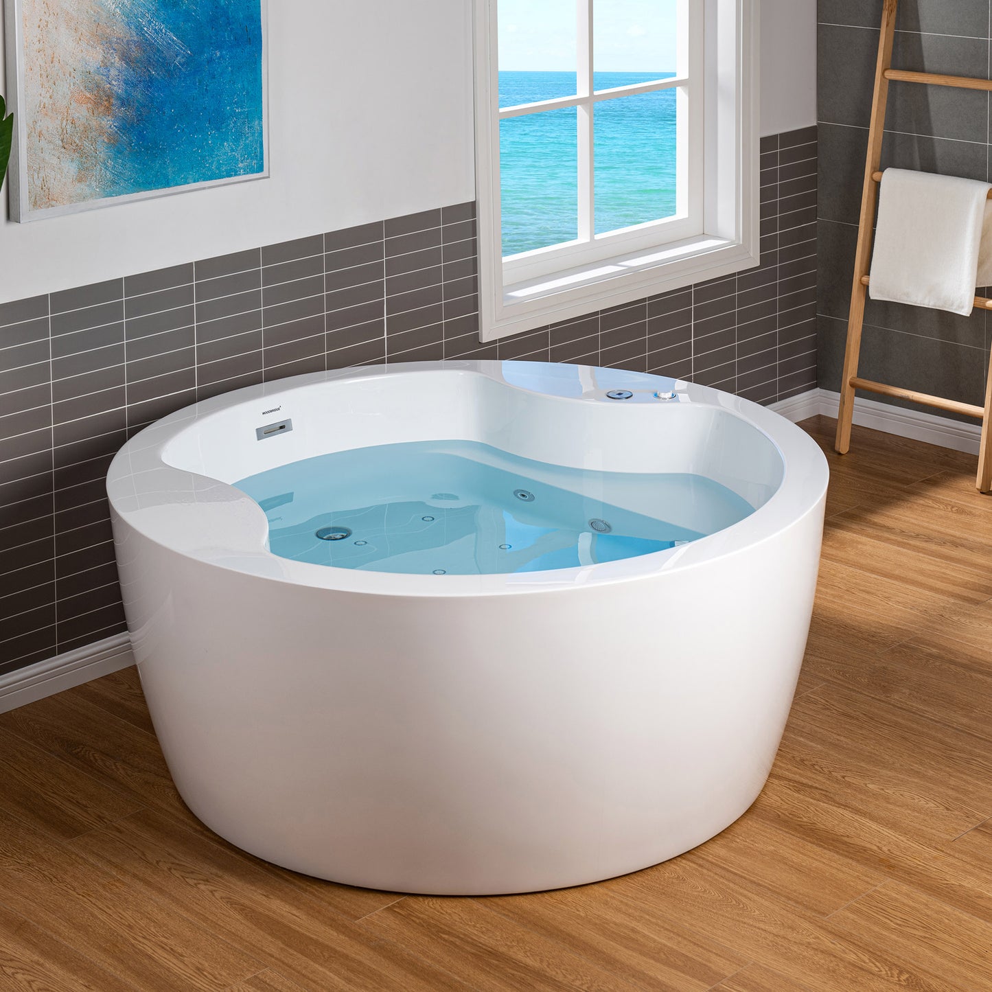 Woodbridge BJ061 59" Circular Heated Freestanding Spa bathtub with Integrated Seats