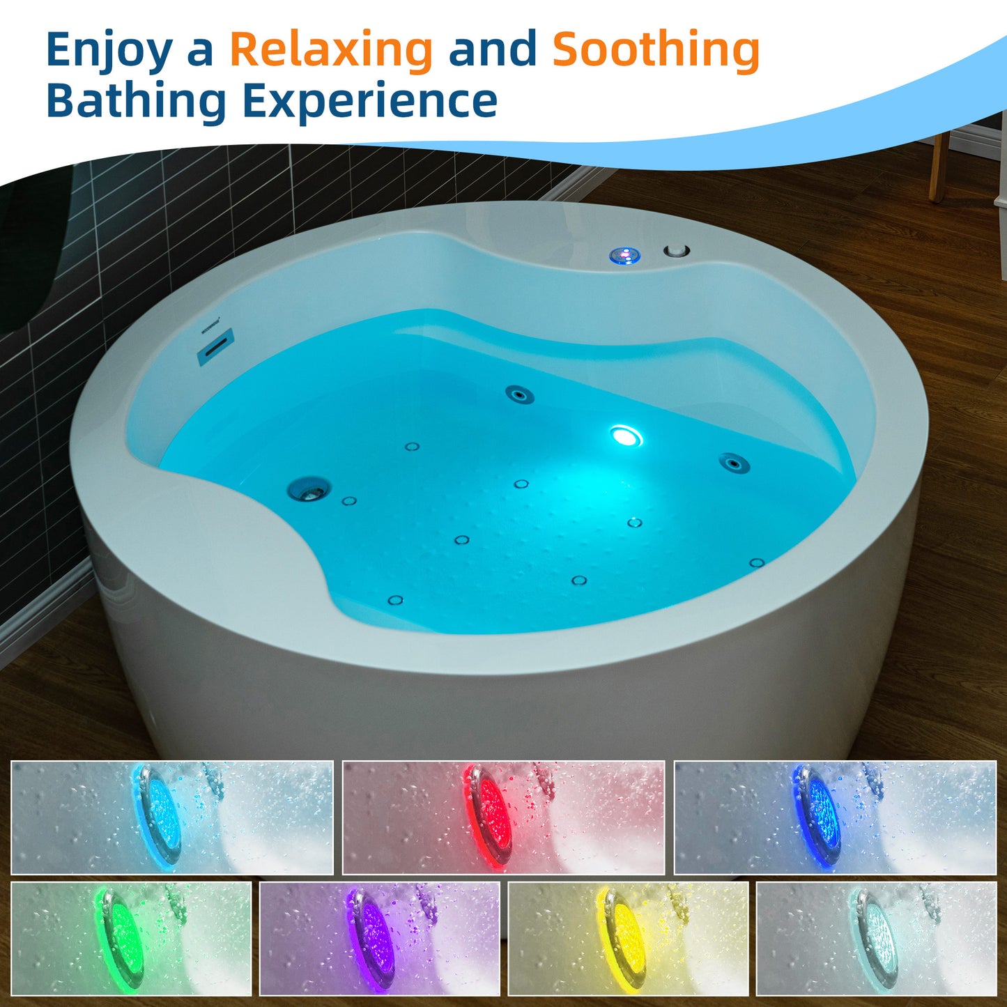 Woodbridge BJ061 59" Circular Heated Freestanding Spa bathtub with Integrated Seats