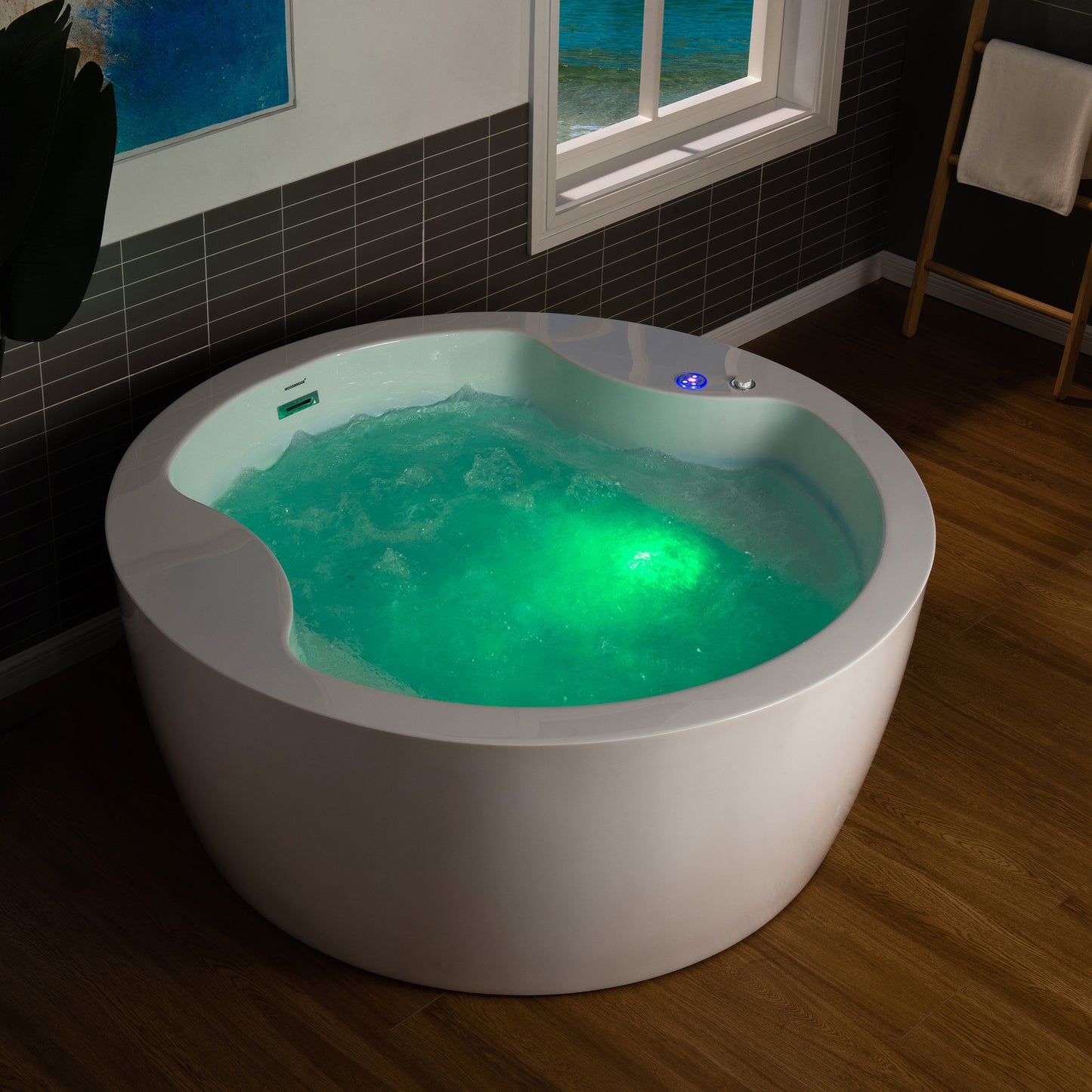 Woodbridge BJ061 59" Circular Heated Freestanding Spa bathtub with Integrated Seats