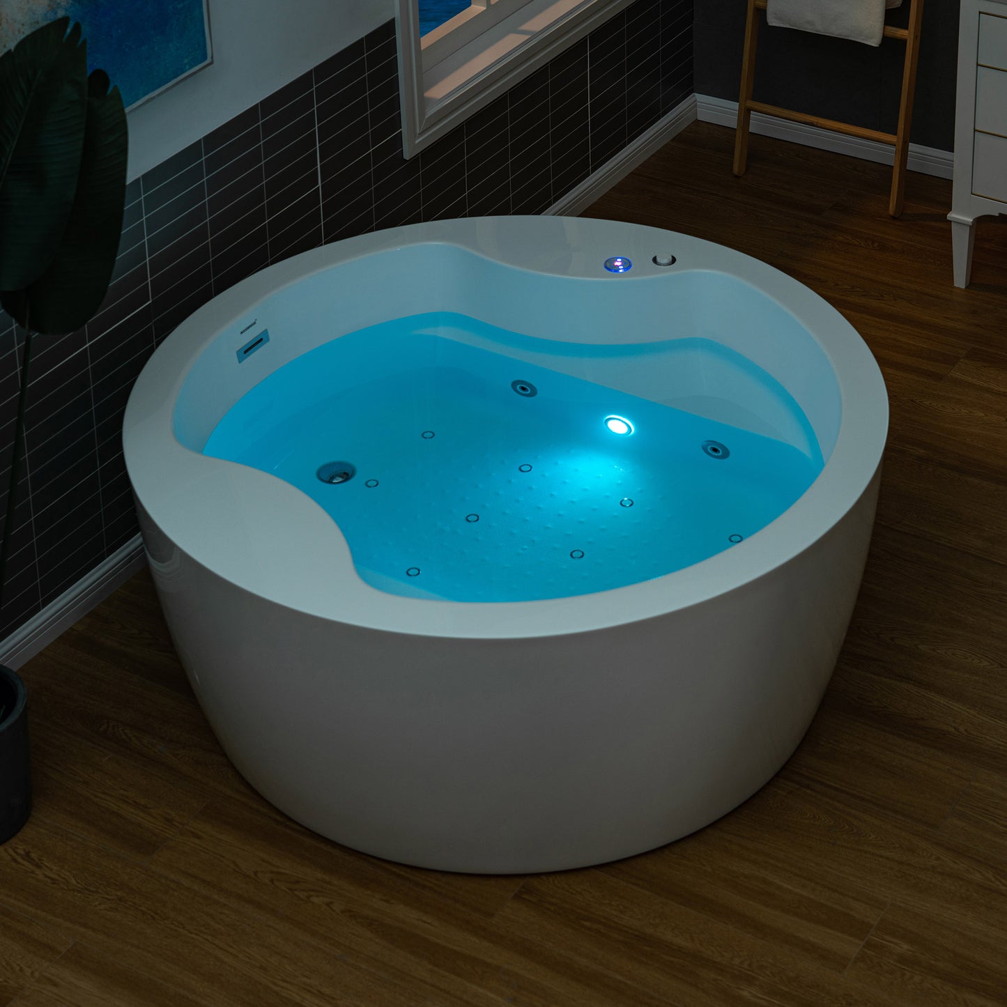 Woodbridge BJ061 59" Circular Heated Freestanding Spa bathtub with Integrated Seats