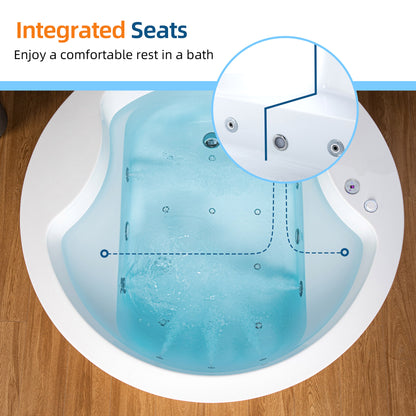 Woodbridge BJ061 59" Circular Heated Freestanding Spa bathtub with Integrated Seats