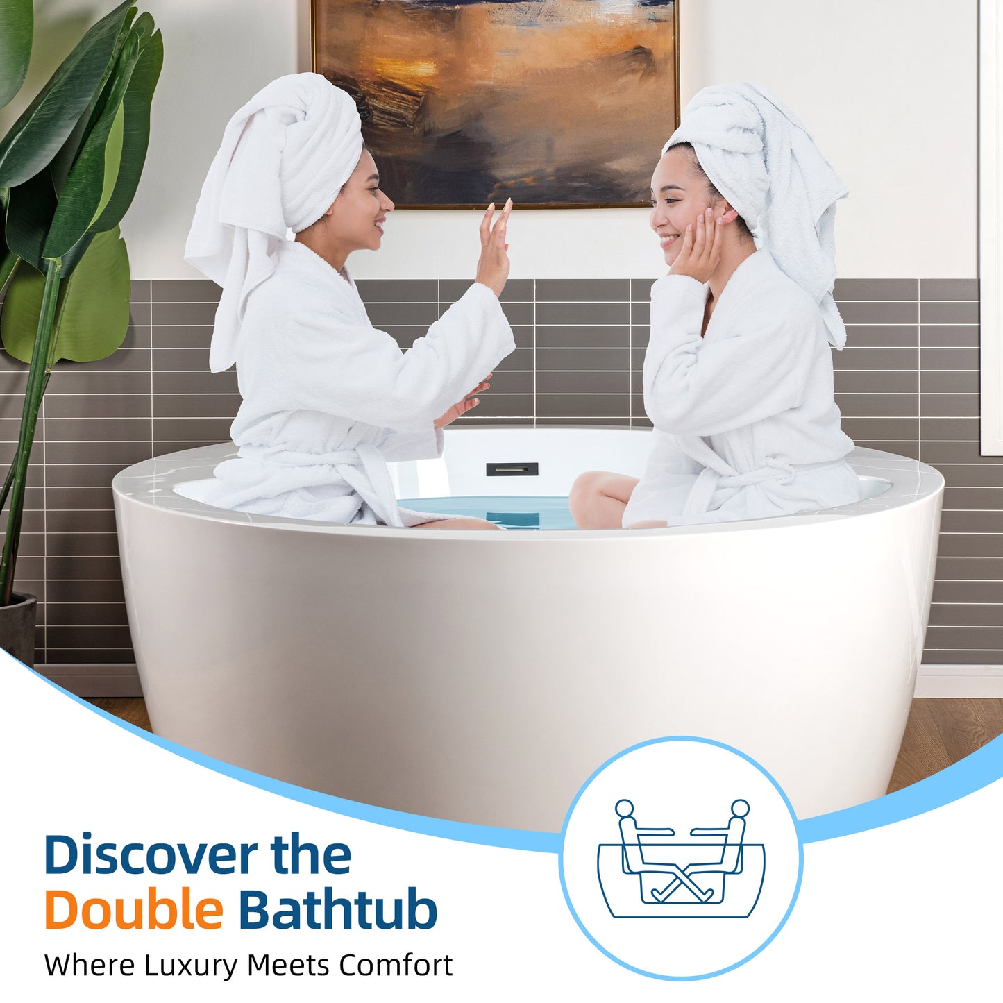 Woodbridge BJ061 59" Circular Heated Freestanding Spa bathtub with Integrated Seats