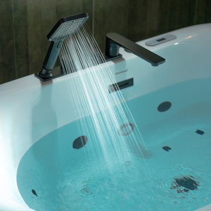 WOODBRIDGE BM100+F0051MB | 59" Whirlpool and Air Heated Bathtub with Matte Black Faucet Trim