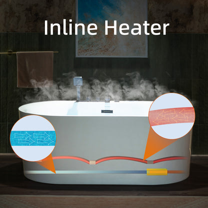 WOODBRIDGE BM100+F0051MB | 59" Whirlpool and Air Heated Bathtub with Matte Black Faucet Trim