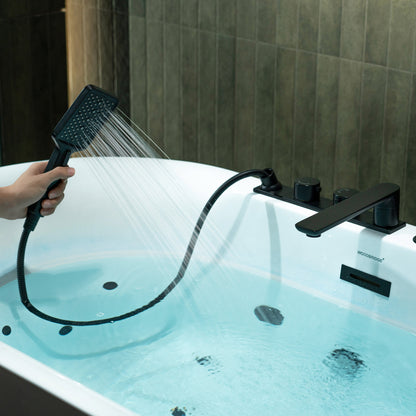 WOODBRIDGE BM100+F0051MB | 59" Whirlpool and Air Heated Bathtub with Matte Black Faucet Trim
