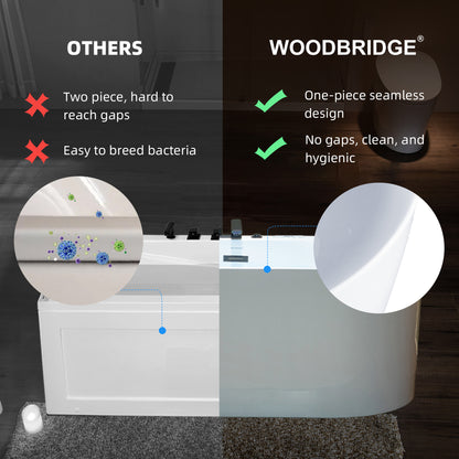 WOODBRIDGE BM100+F0051MB | 59" Whirlpool and Air Heated Bathtub with Matte Black Faucet Trim