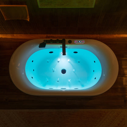WOODBRIDGE BM100+F0051MB | 59" Whirlpool and Air Heated Bathtub with Matte Black Faucet Trim