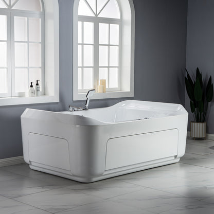 WOODBRIDGE BTS0091 | 70"x47" Wide Freestanding Hydrotherapy Tub | Dual Massage & Heated