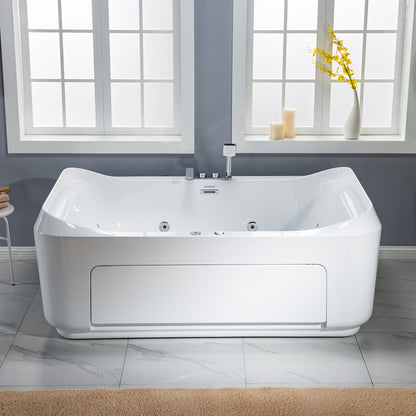 WOODBRIDGE BTS0091 | 70"x47" Wide Freestanding Hydrotherapy Tub | Dual Massage & Heated