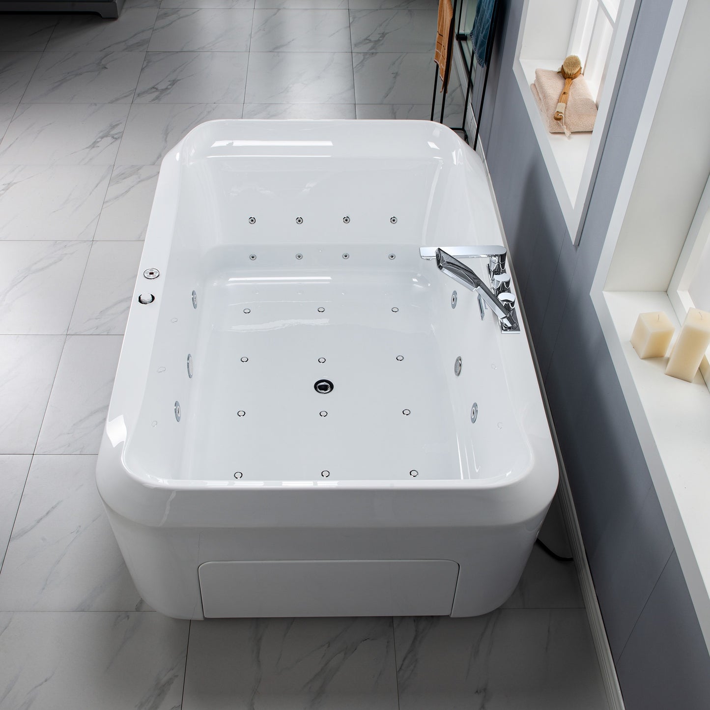 WOODBRIDGE BTS0091 | 70"x47" Wide Freestanding Hydrotherapy Tub | Dual Massage & Heated