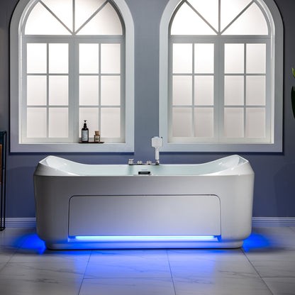 WOODBRIDGE BTS0091 | 70"x47" Wide Freestanding Hydrotherapy Tub | Dual Massage & Heated