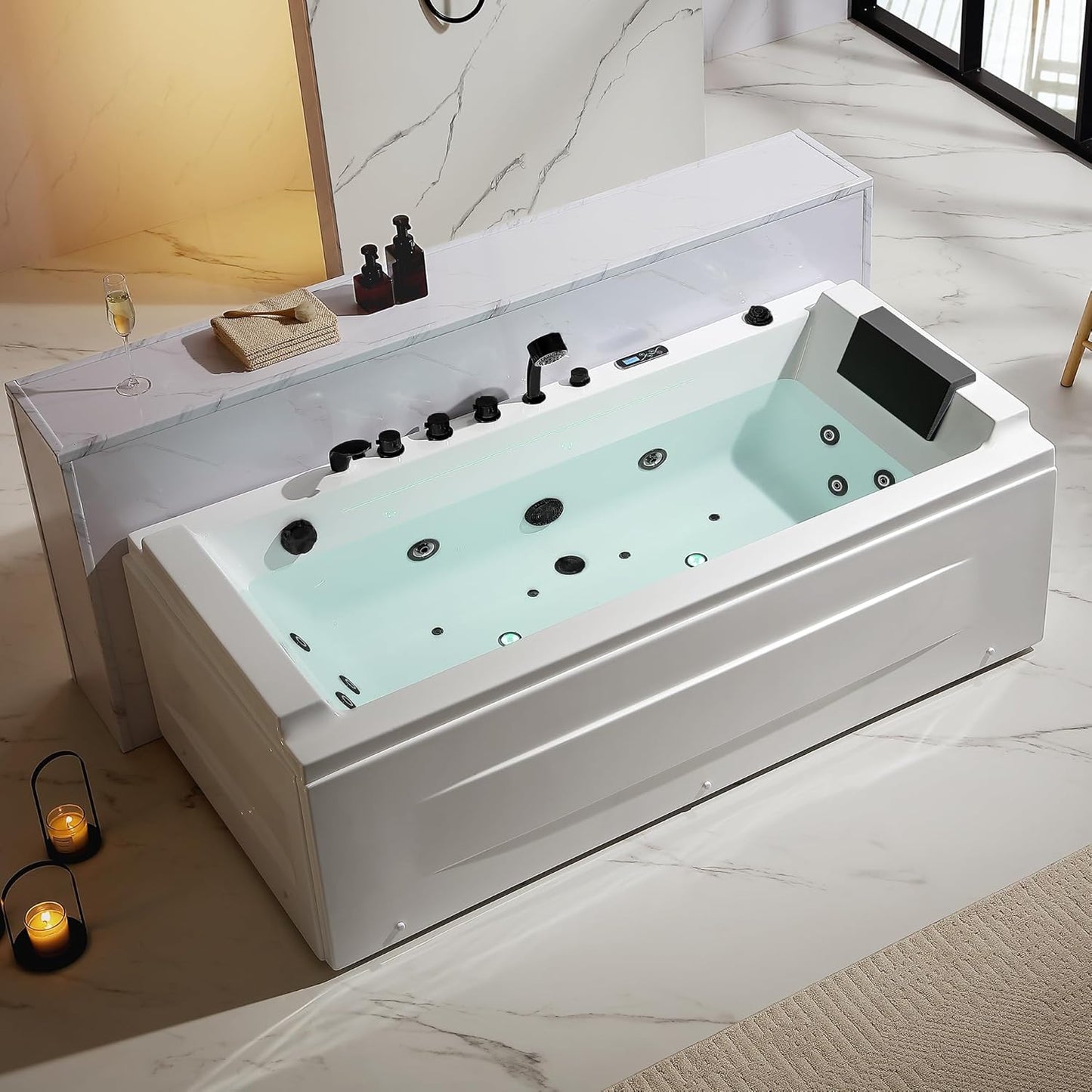 Empava 71" Whirlpool Bathtub with Hydro Massage Heater - EMPV-71JT351