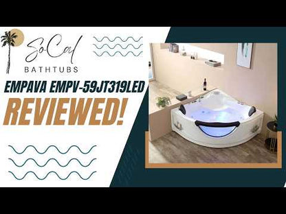 Empava 59" Corner Whirlpool Tub EMPV-59JT319LED | LED & Thermostatic Control